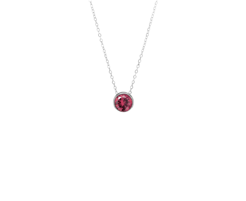 Birthstone Silver Necklace