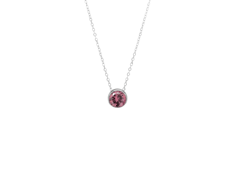 Birthstone Silver Necklace