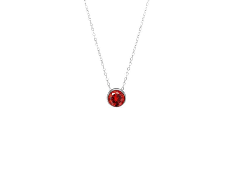 Birthstone Silver Necklace